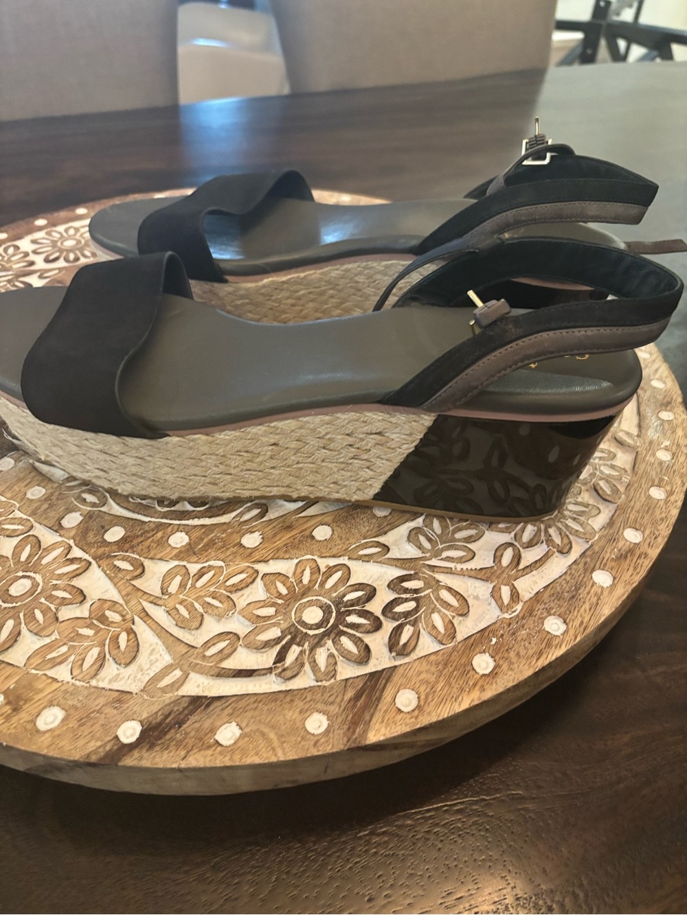 Cole Haan Women's Black Wedge Espadrille Sandals new